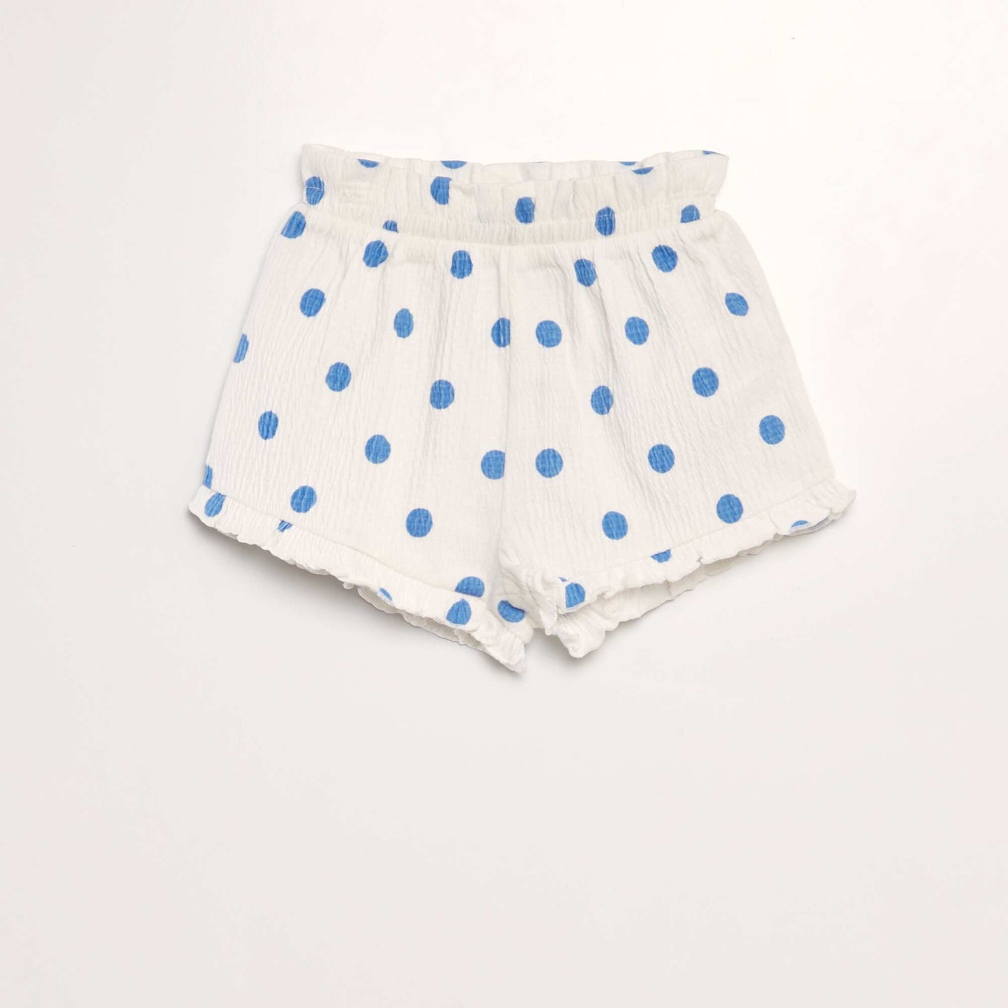 Shorts with ruffled trims WHITE