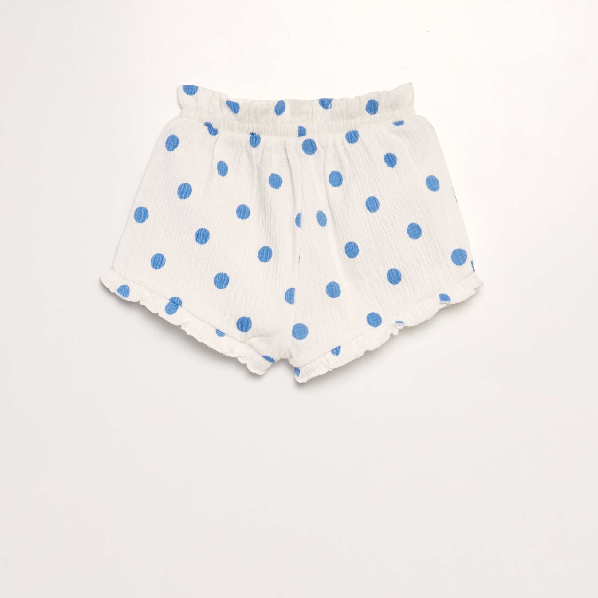 Shorts with ruffled trims WHITE