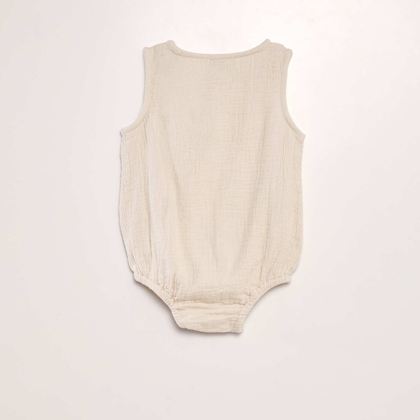 Buttoned double cotton gauze romper suit BEIGE