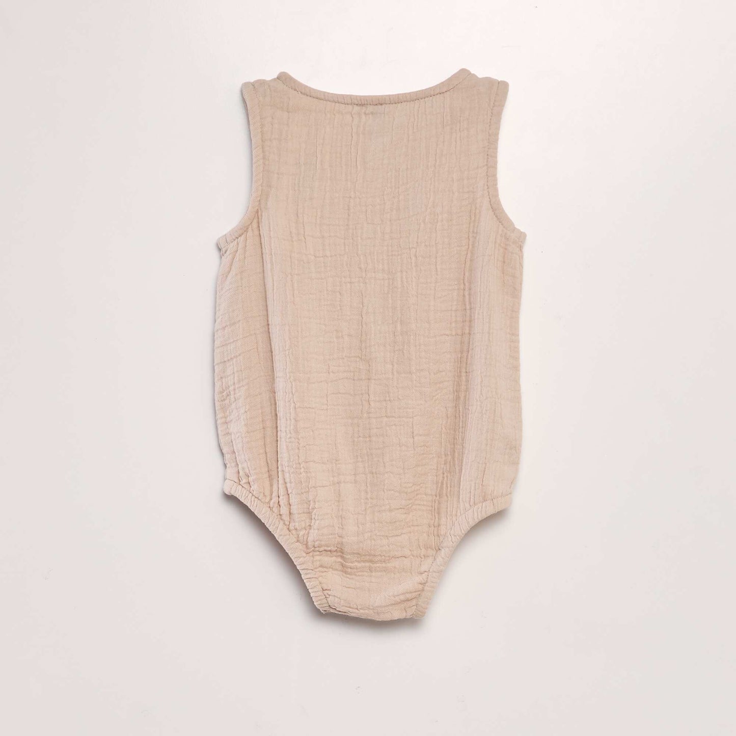 Buttoned double cotton gauze romper suit BEIGE