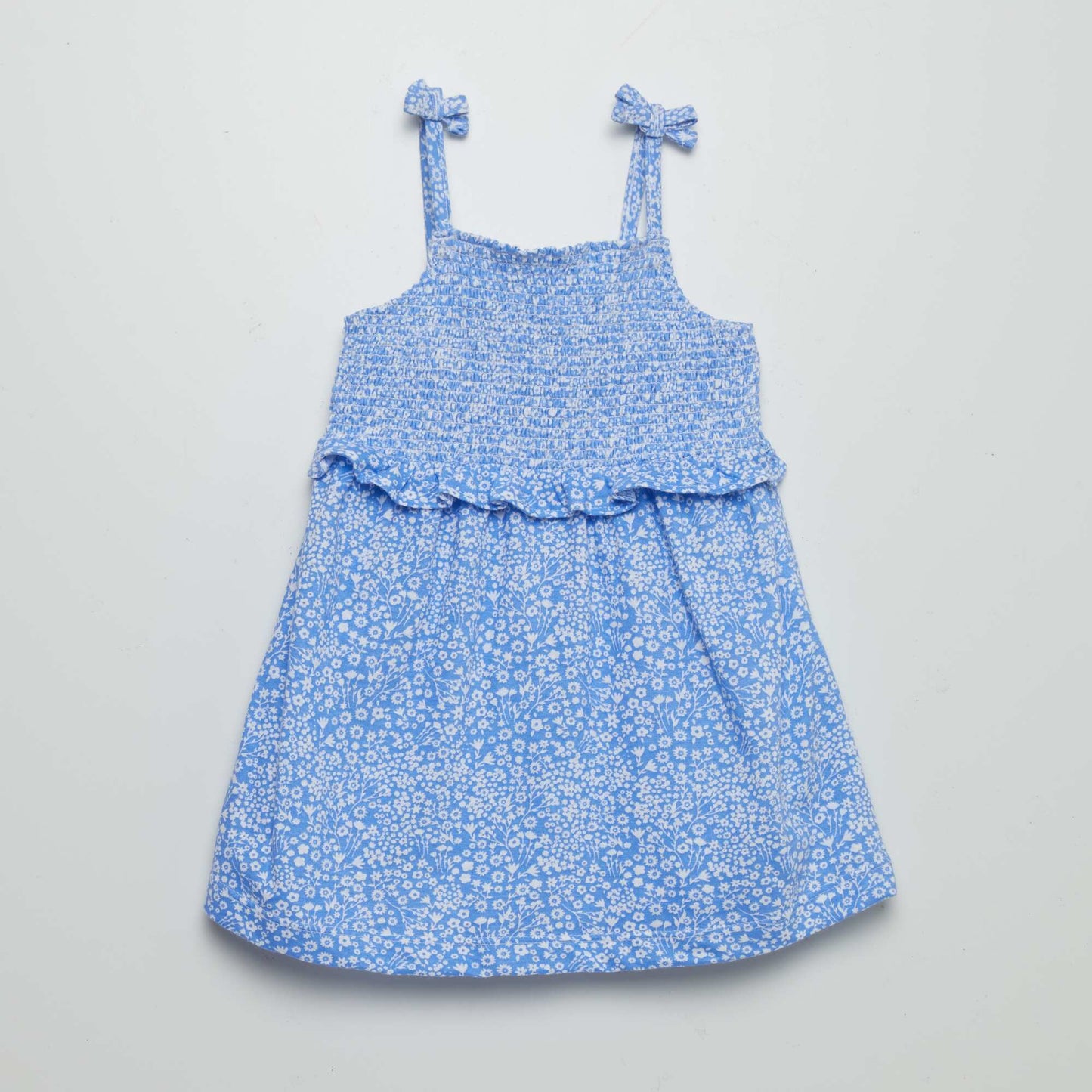Strappy dress with ruffled hem BLUE
