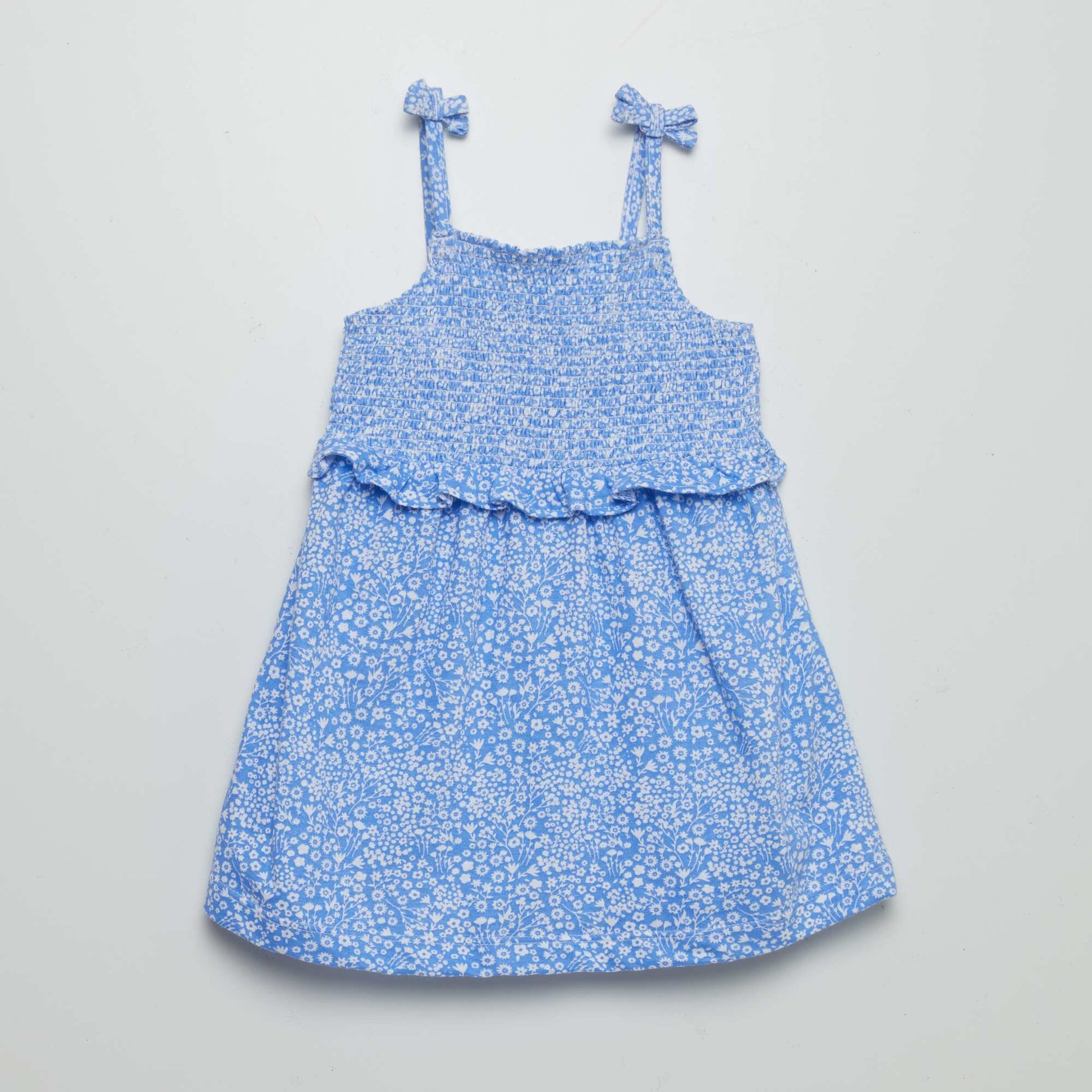 Strappy dress with ruffled hem BLUE