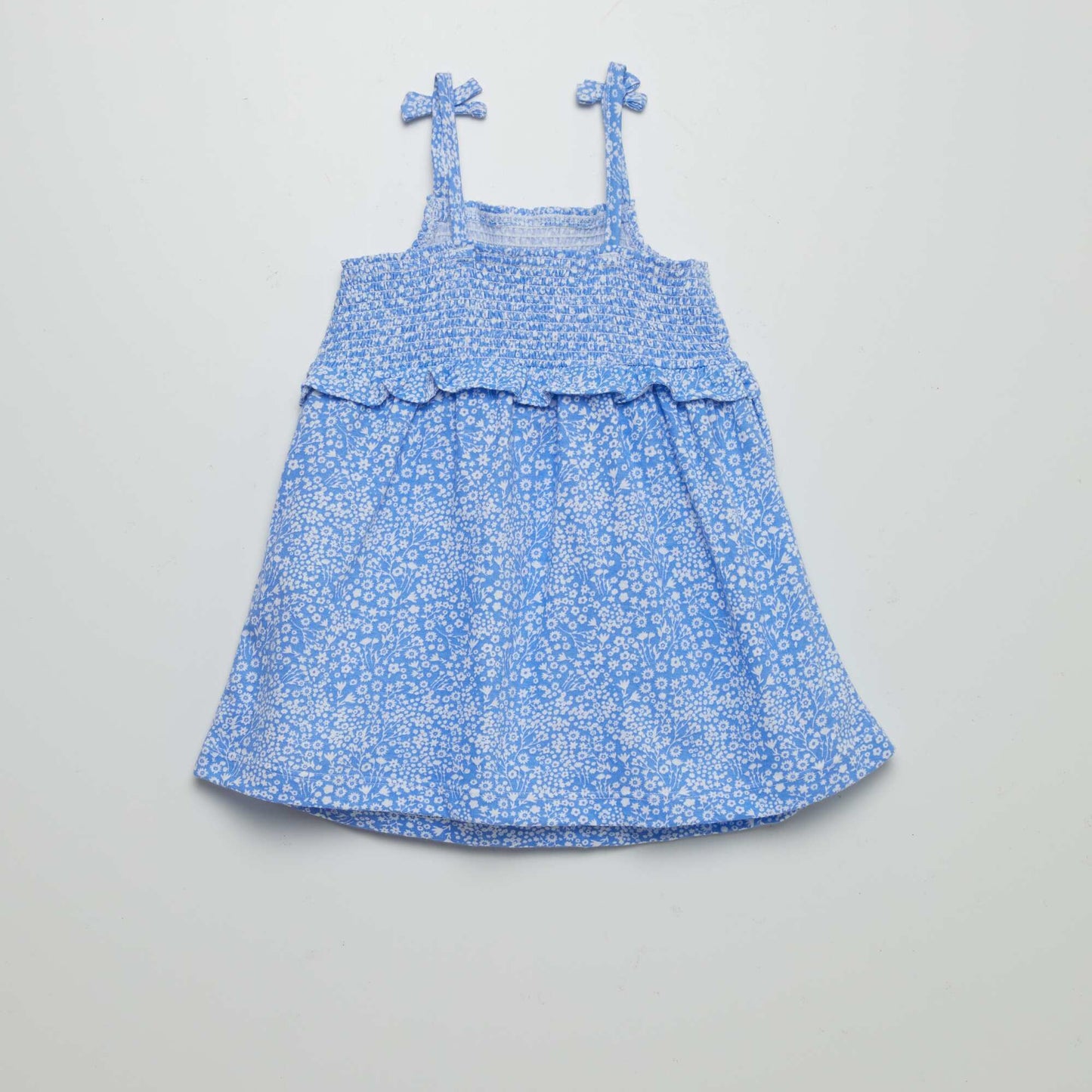 Strappy dress with ruffled hem BLUE