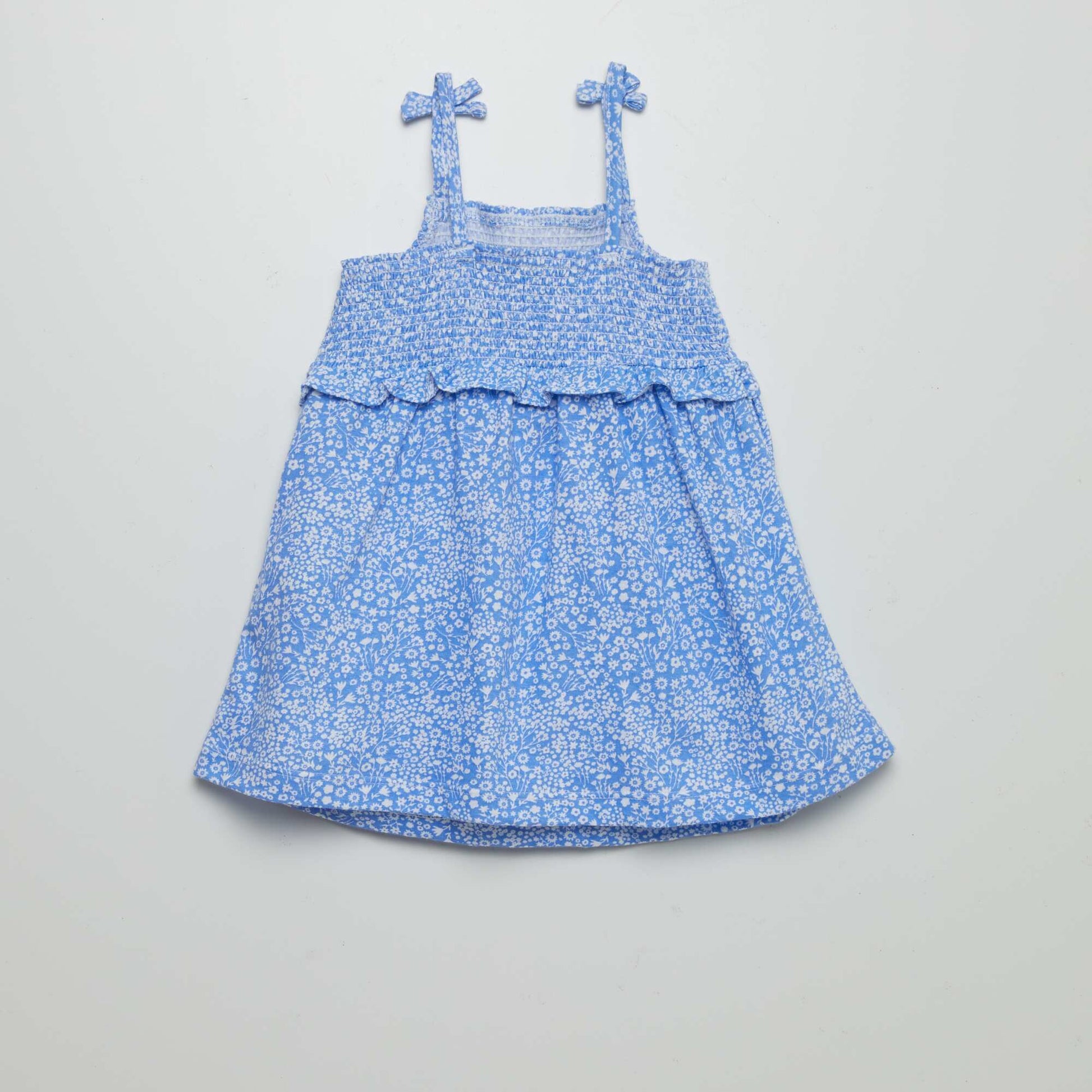 Strappy dress with ruffled hem BLUE