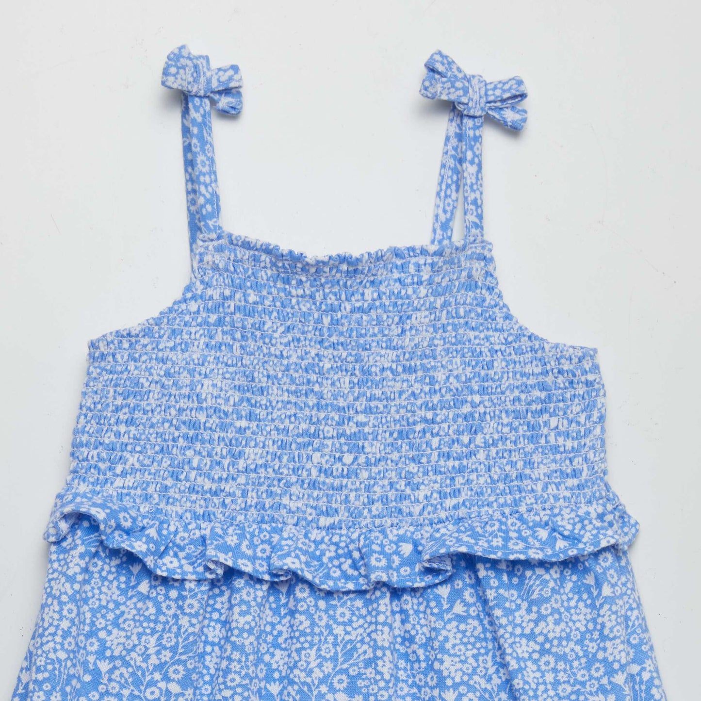 Strappy dress with ruffled hem BLUE