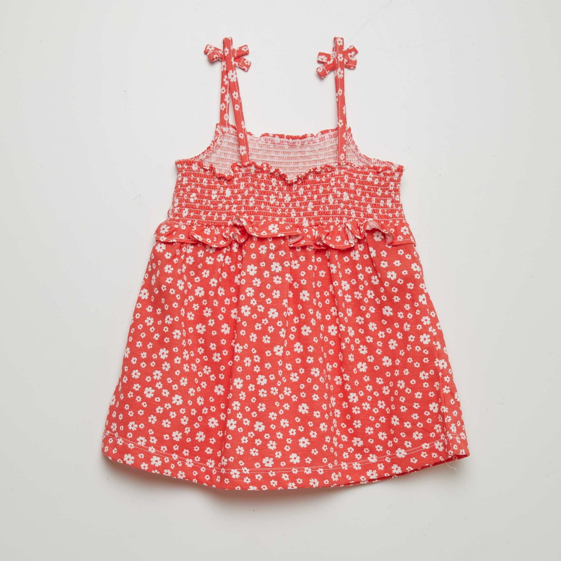 Strappy dress with ruffled hem RED