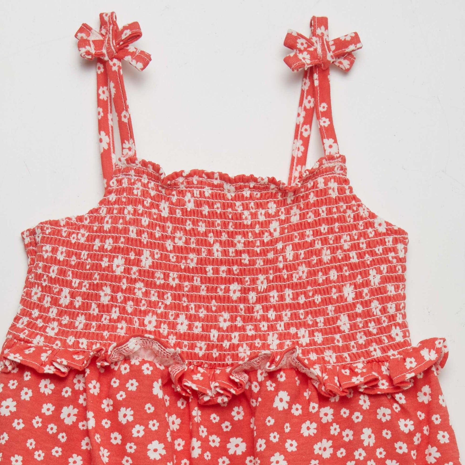 Strappy dress with ruffled hem RED