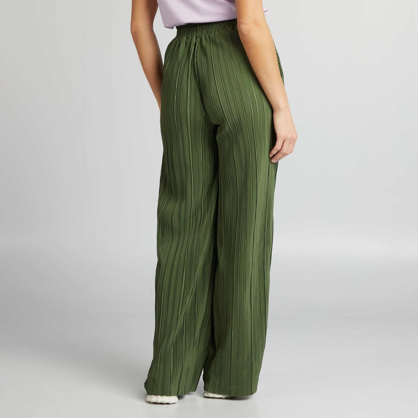 Pleated knit trousers with elasticated waist GREEN