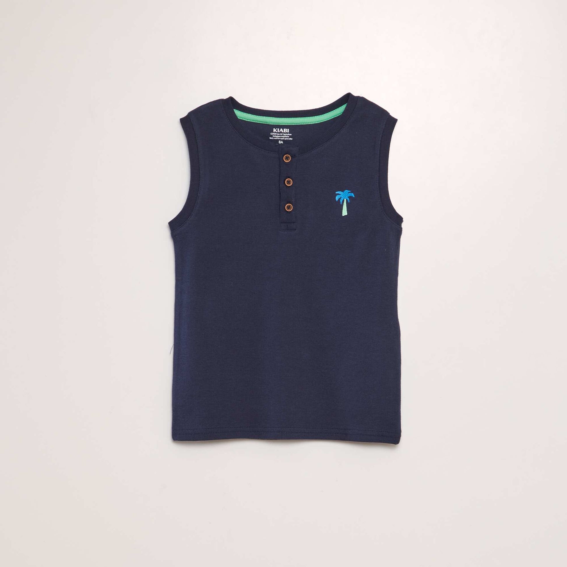 Printed ribbed vest top BLUE