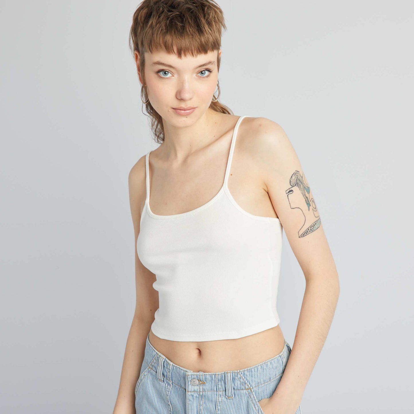 Plain stretch vest top WHITE