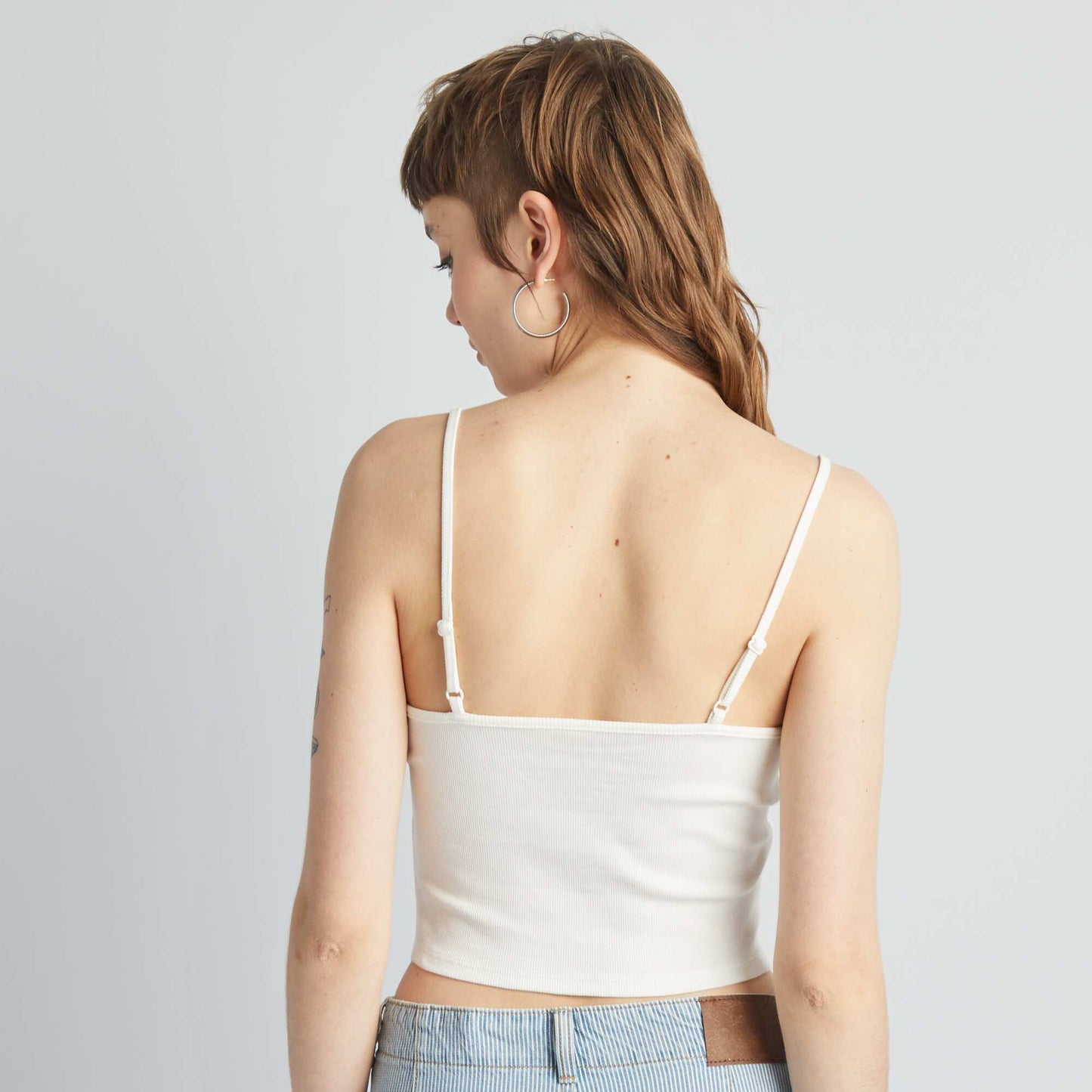 Plain stretch vest top WHITE