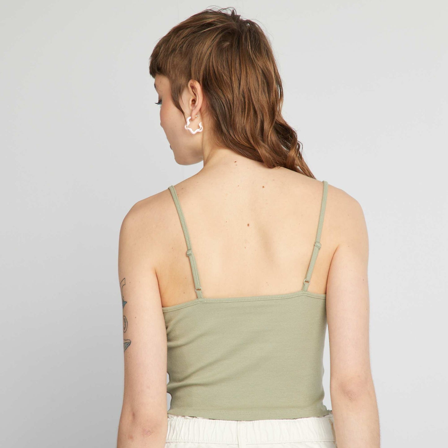 Plain stretch vest top GREEN