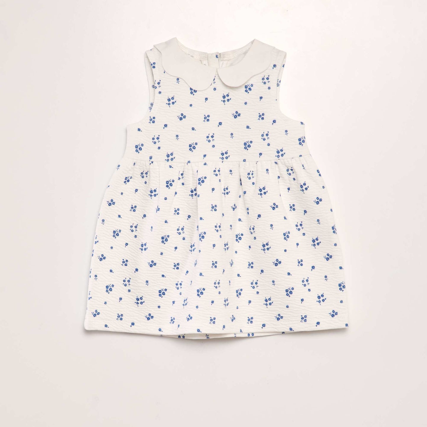 Crinkle-knit dress with Peter Pan collar WHITE