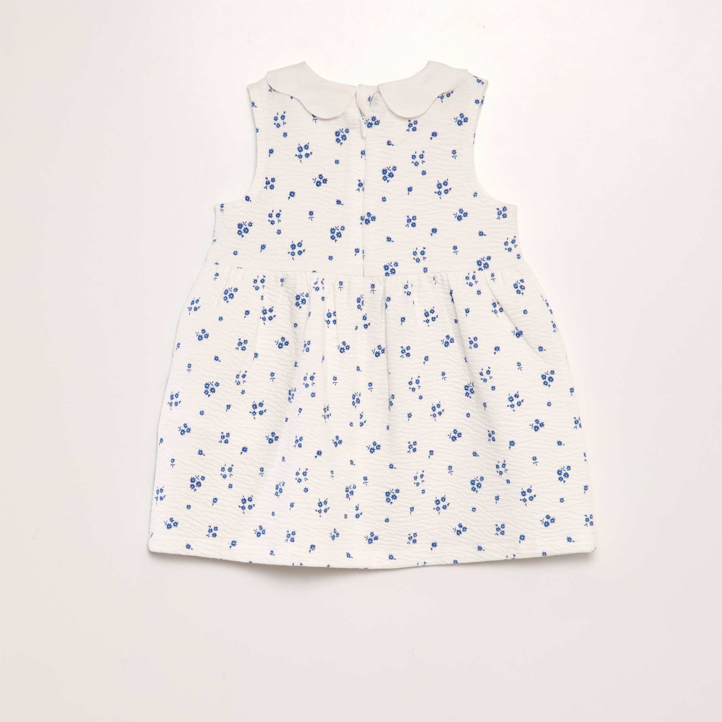 Crinkle-knit dress with Peter Pan collar WHITE