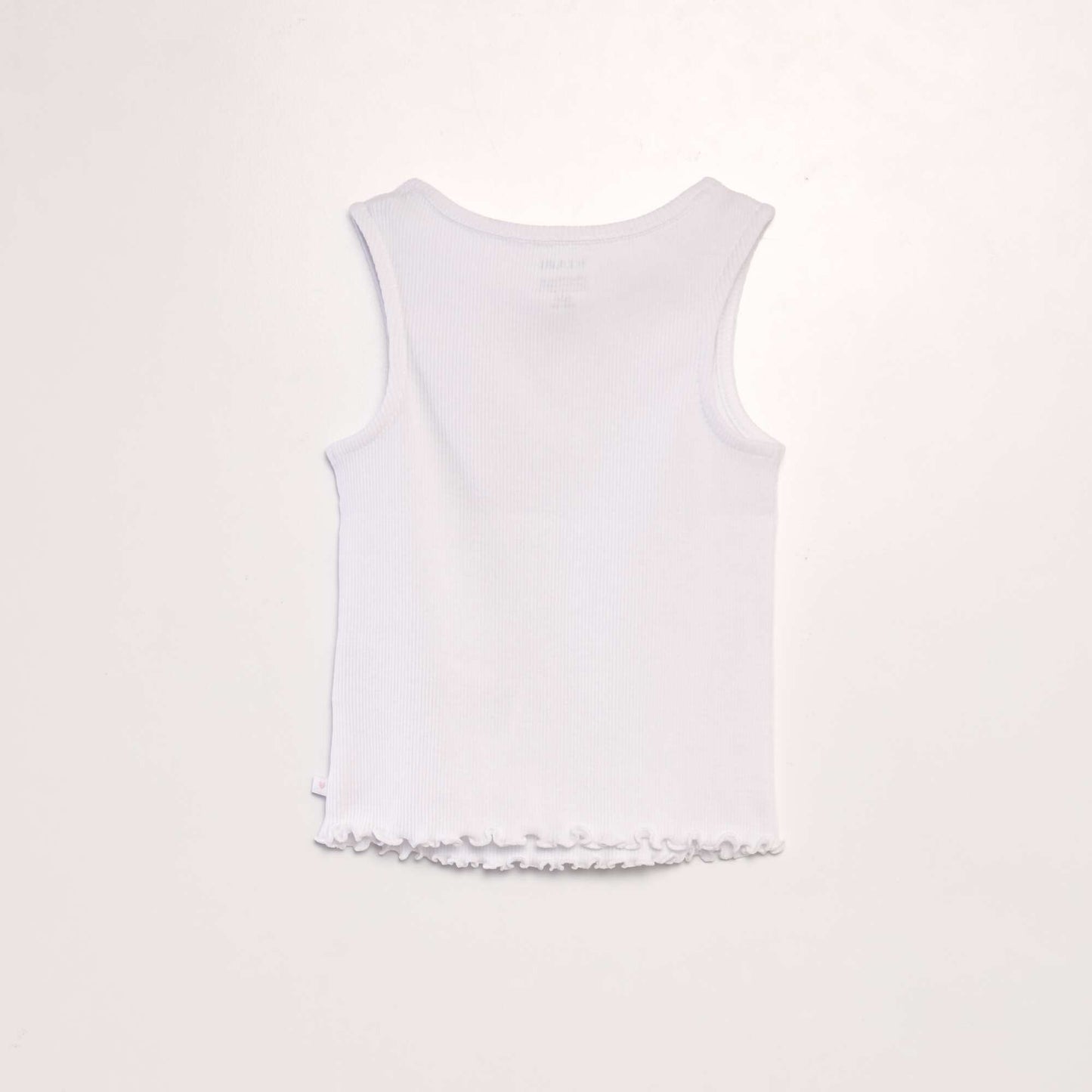 Ribbed vest top with ruffled edging WHITE