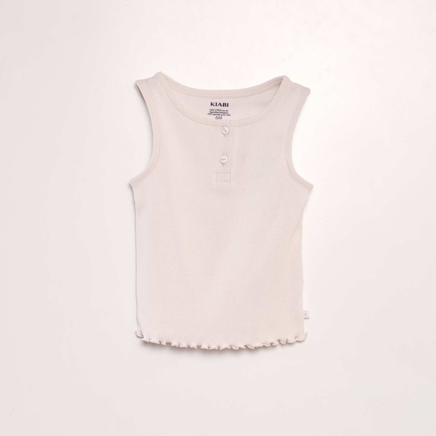 Ribbed vest top with ruffled edging PINK
