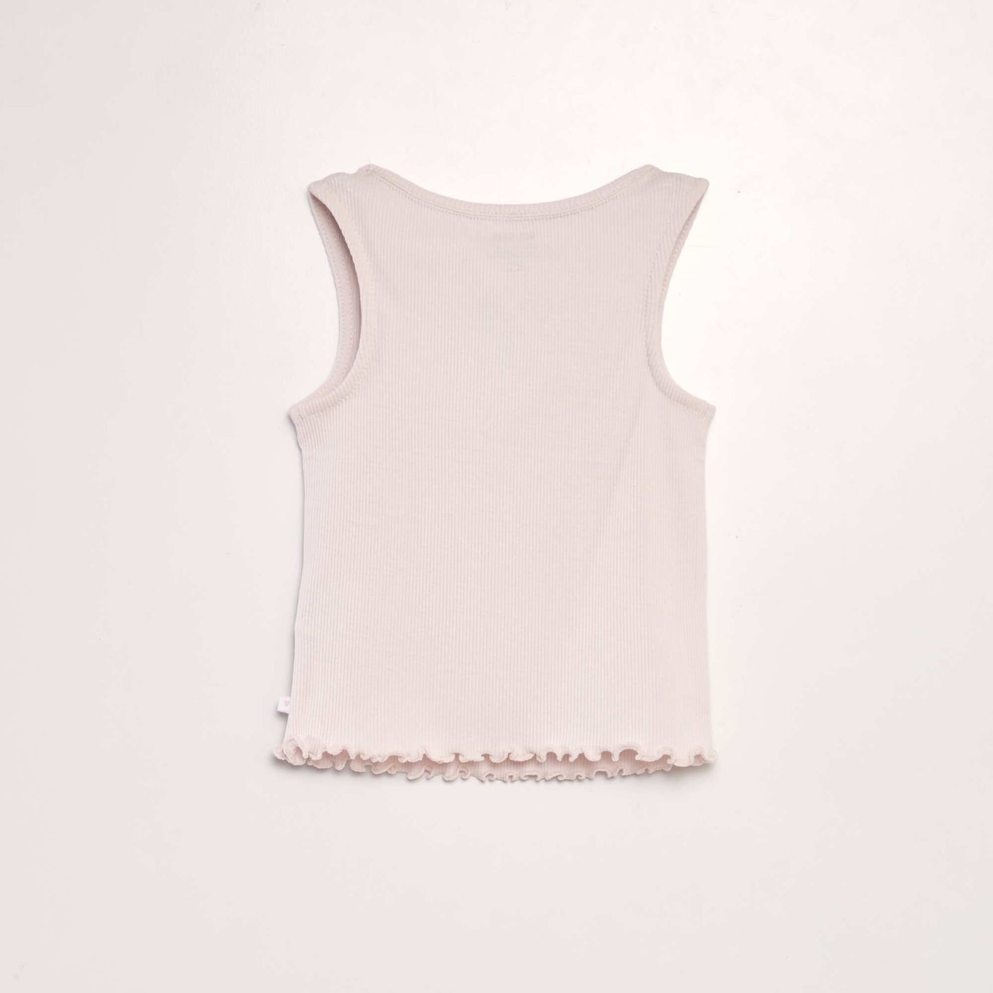 Ribbed vest top with ruffled edging PINK