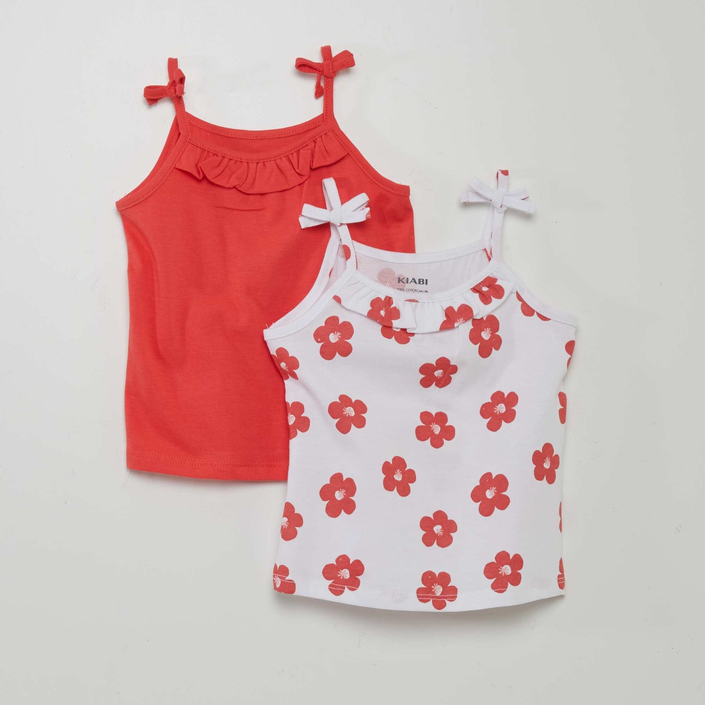 Jersey vest top with narrow bow straps - Pack of 2 WHITE