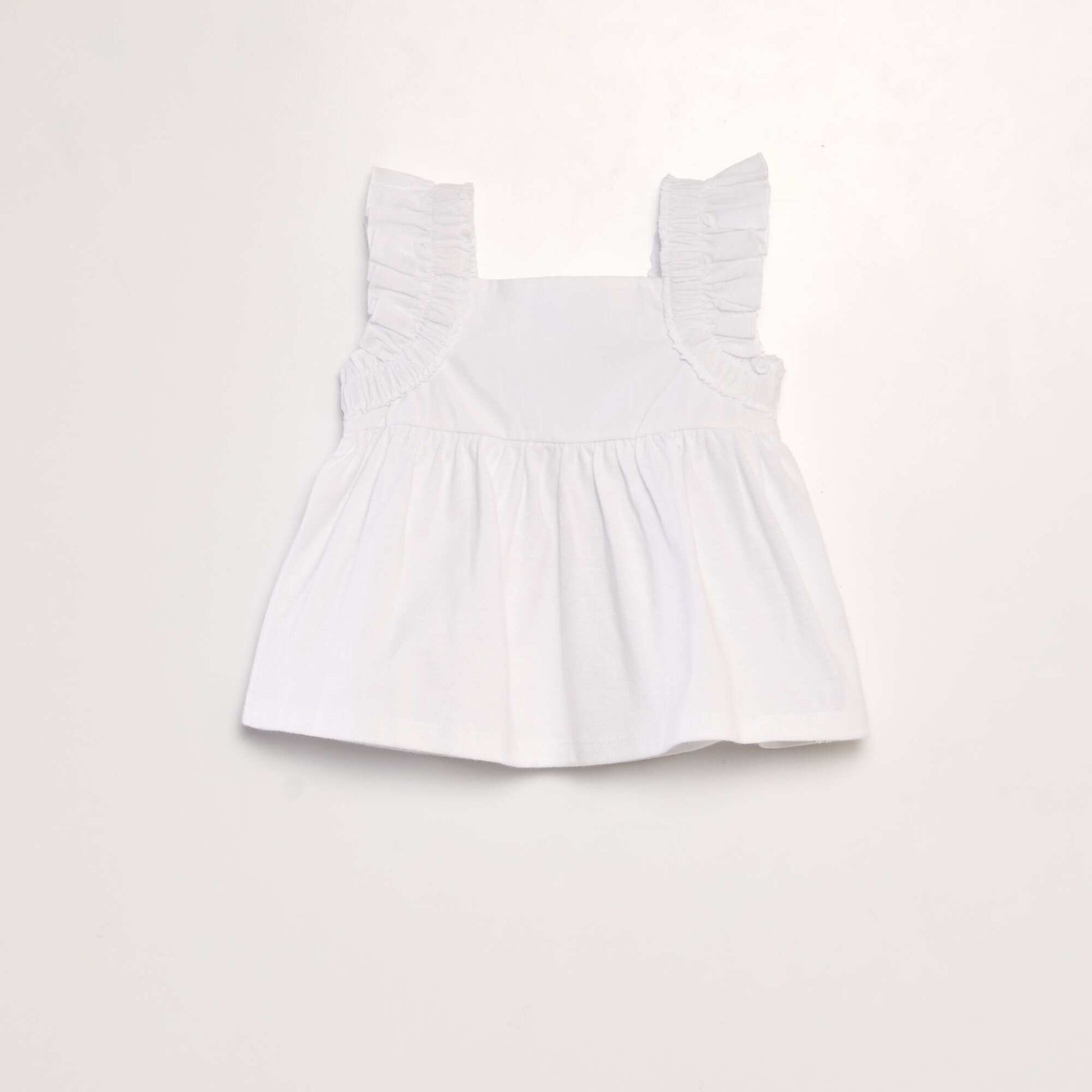 T-shirt with ruffled straps WHITE