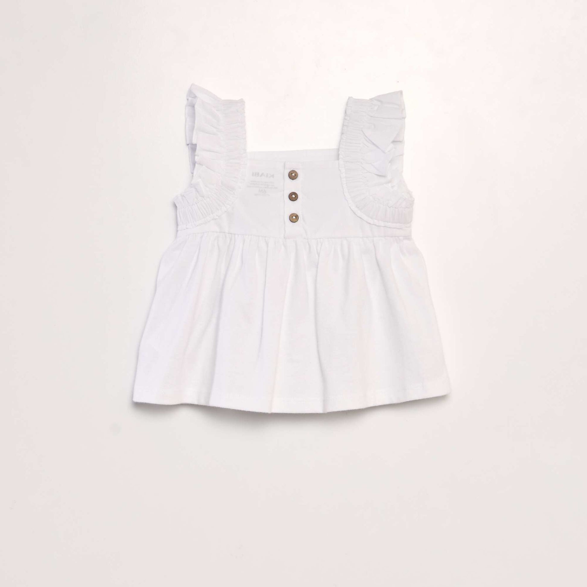 T-shirt with ruffled straps WHITE