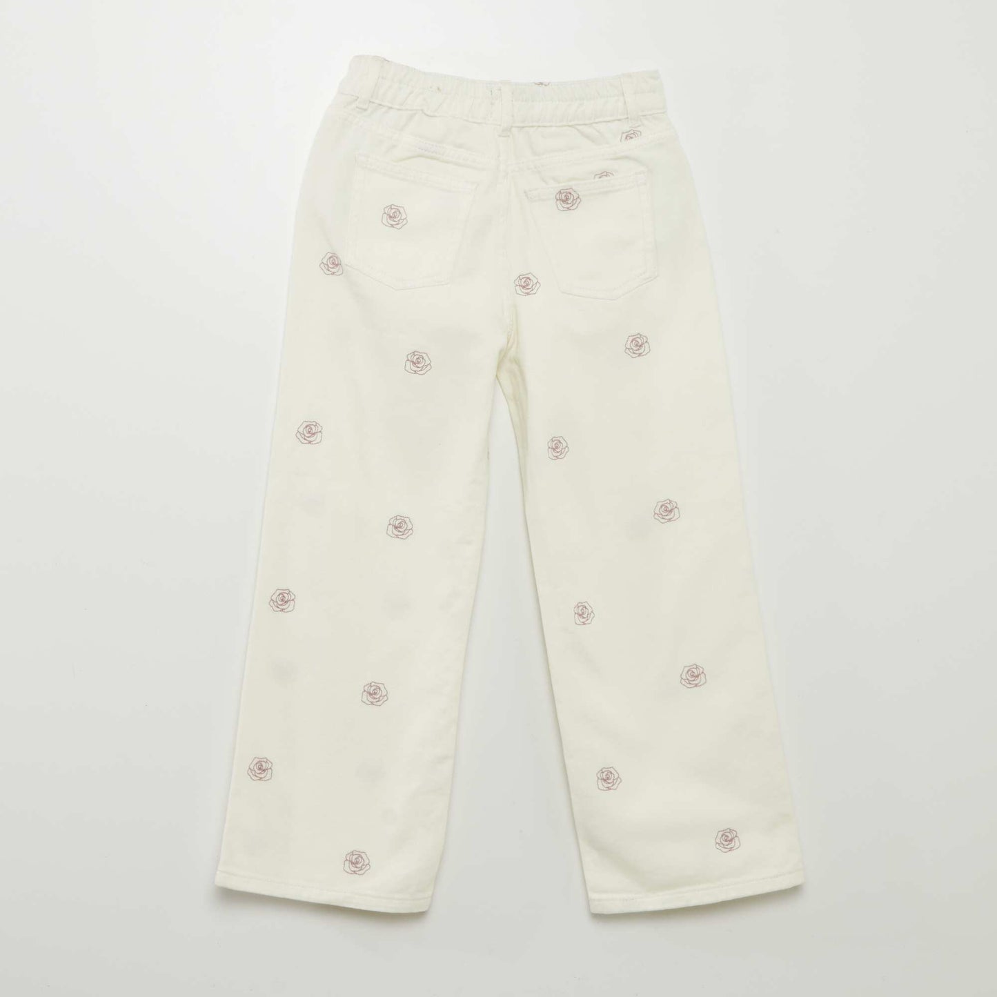 Wide-leg jeans with embroidery WHITE