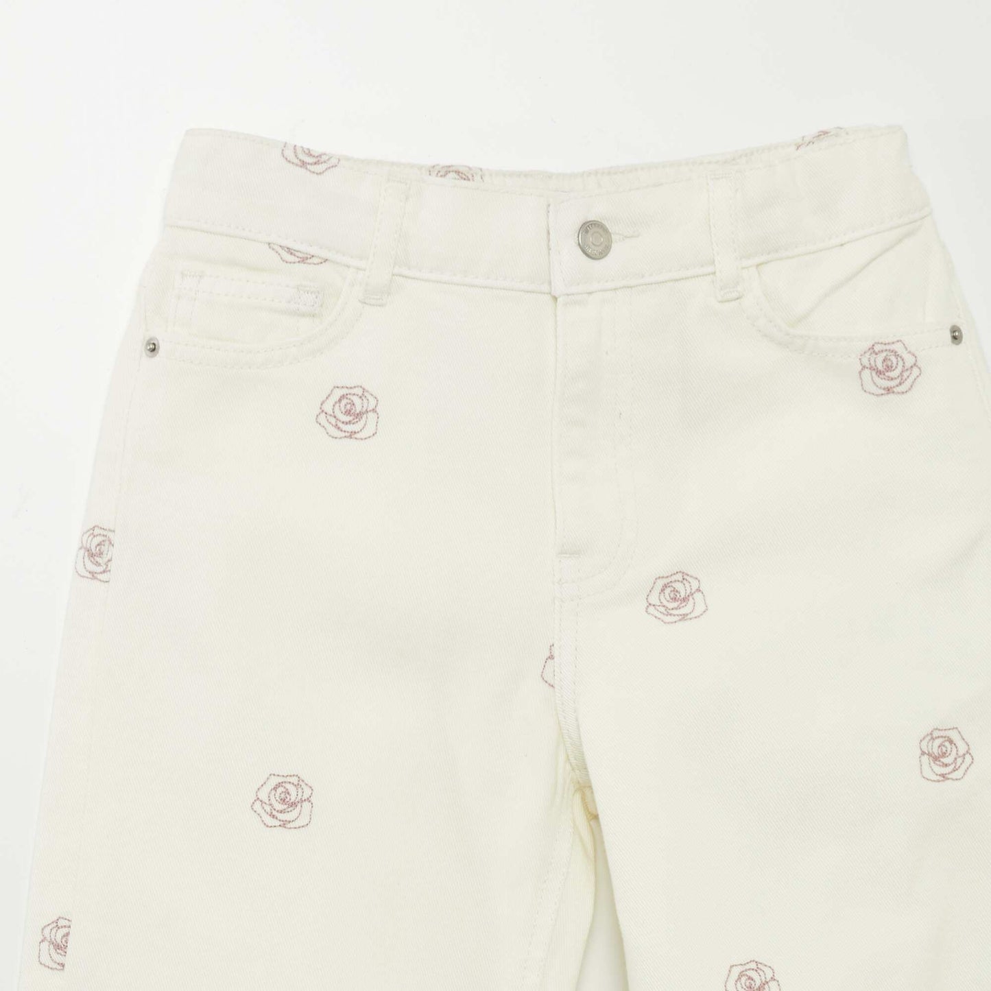 Wide-leg jeans with embroidery WHITE