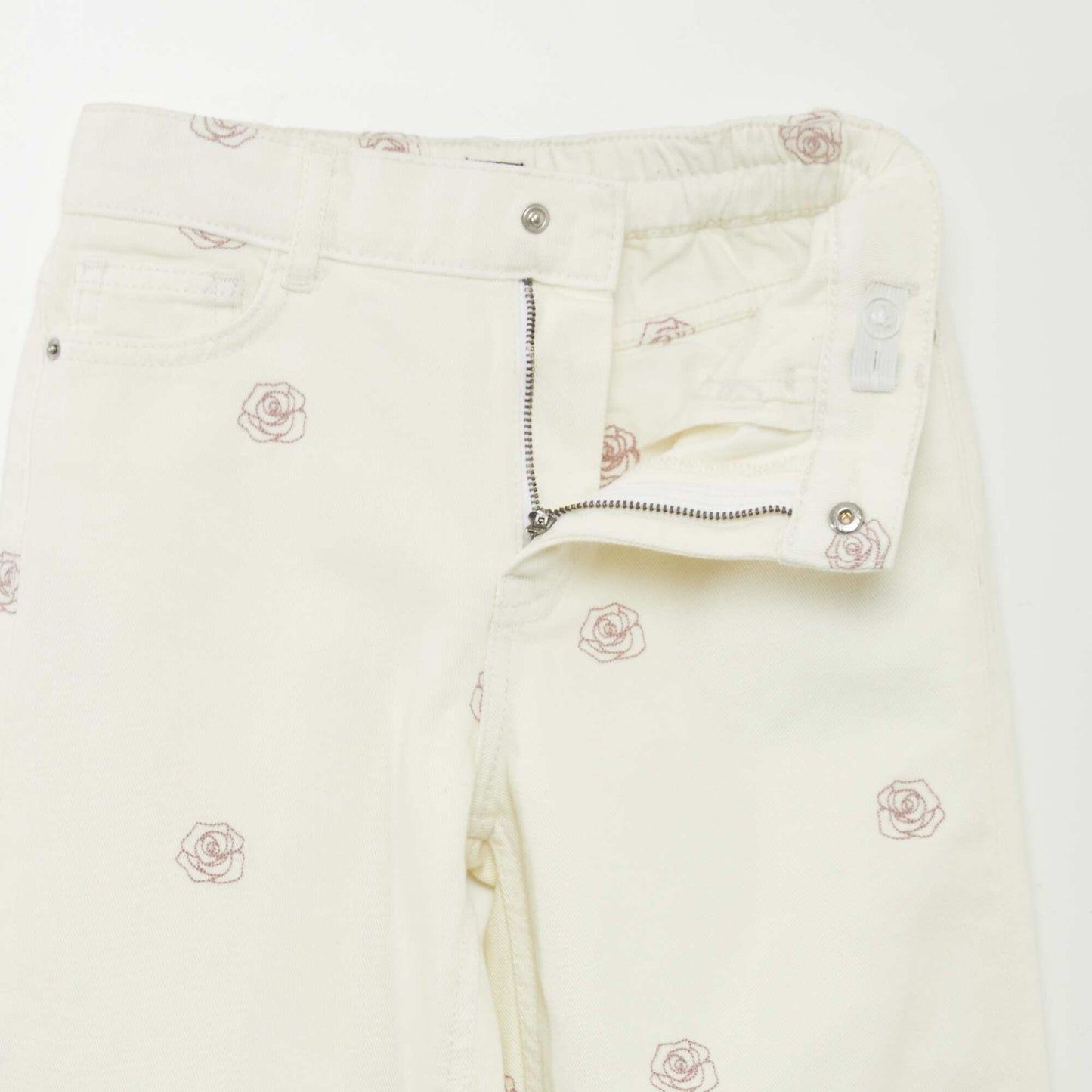 Wide-leg jeans with embroidery WHITE