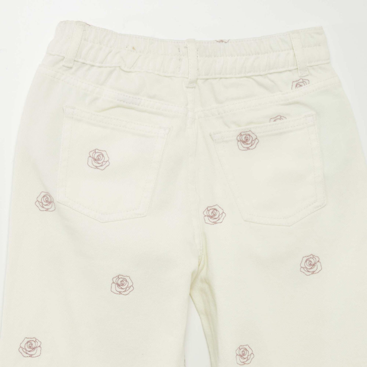 Wide-leg jeans with embroidery WHITE