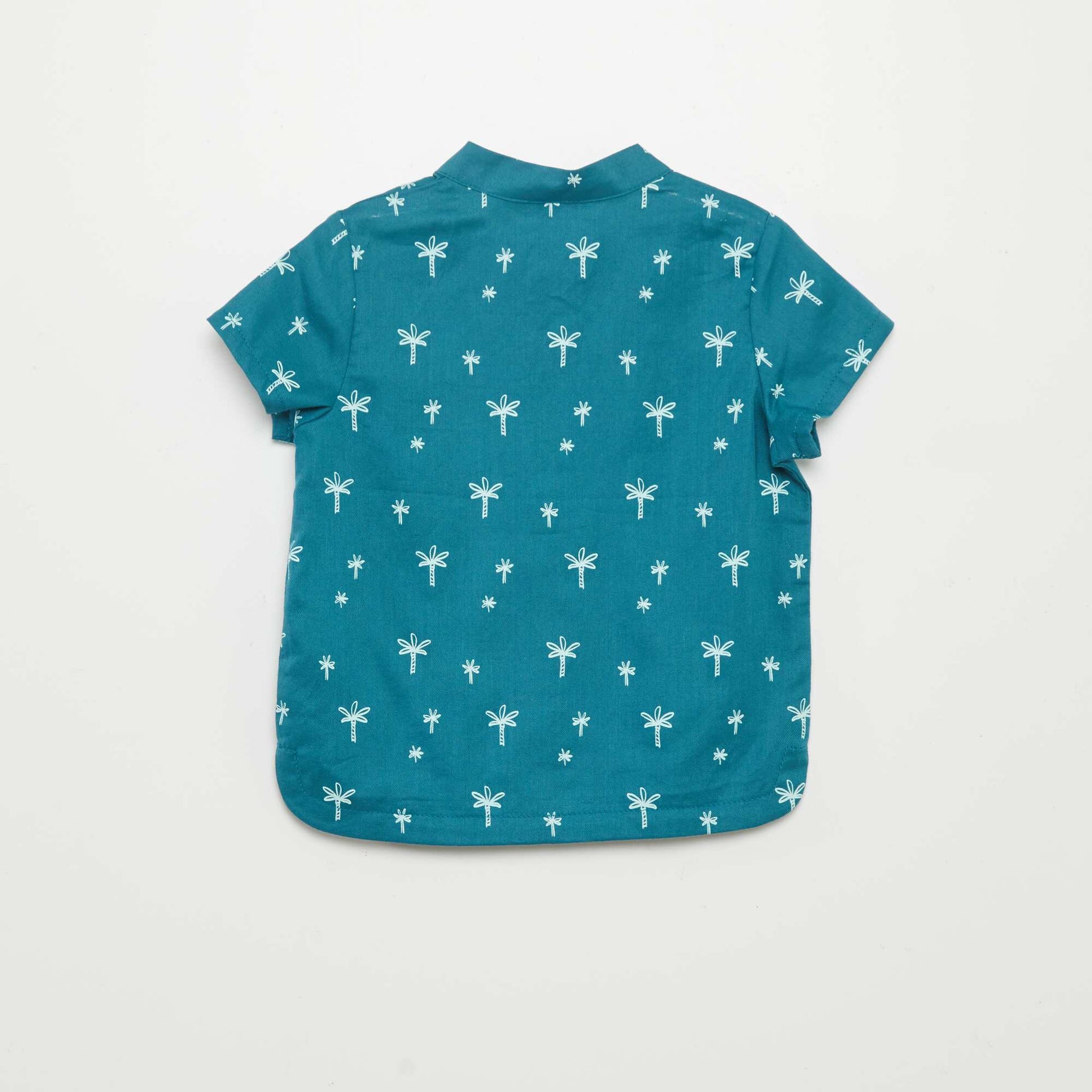 Mandarin collar palm print shirt BLUE