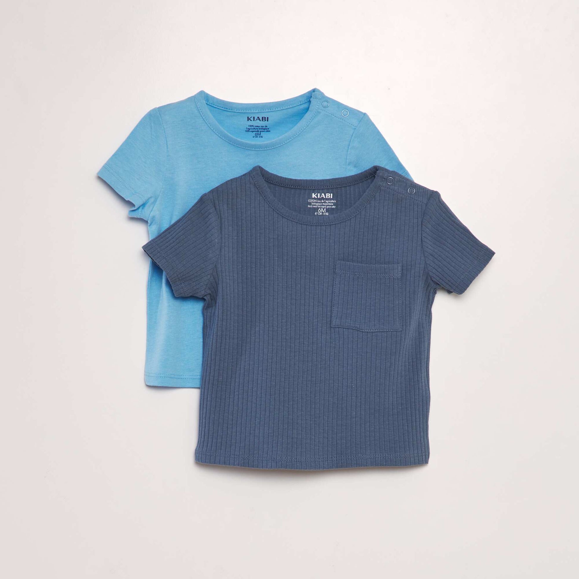 Pack of 2 plain T-shirts BLUE