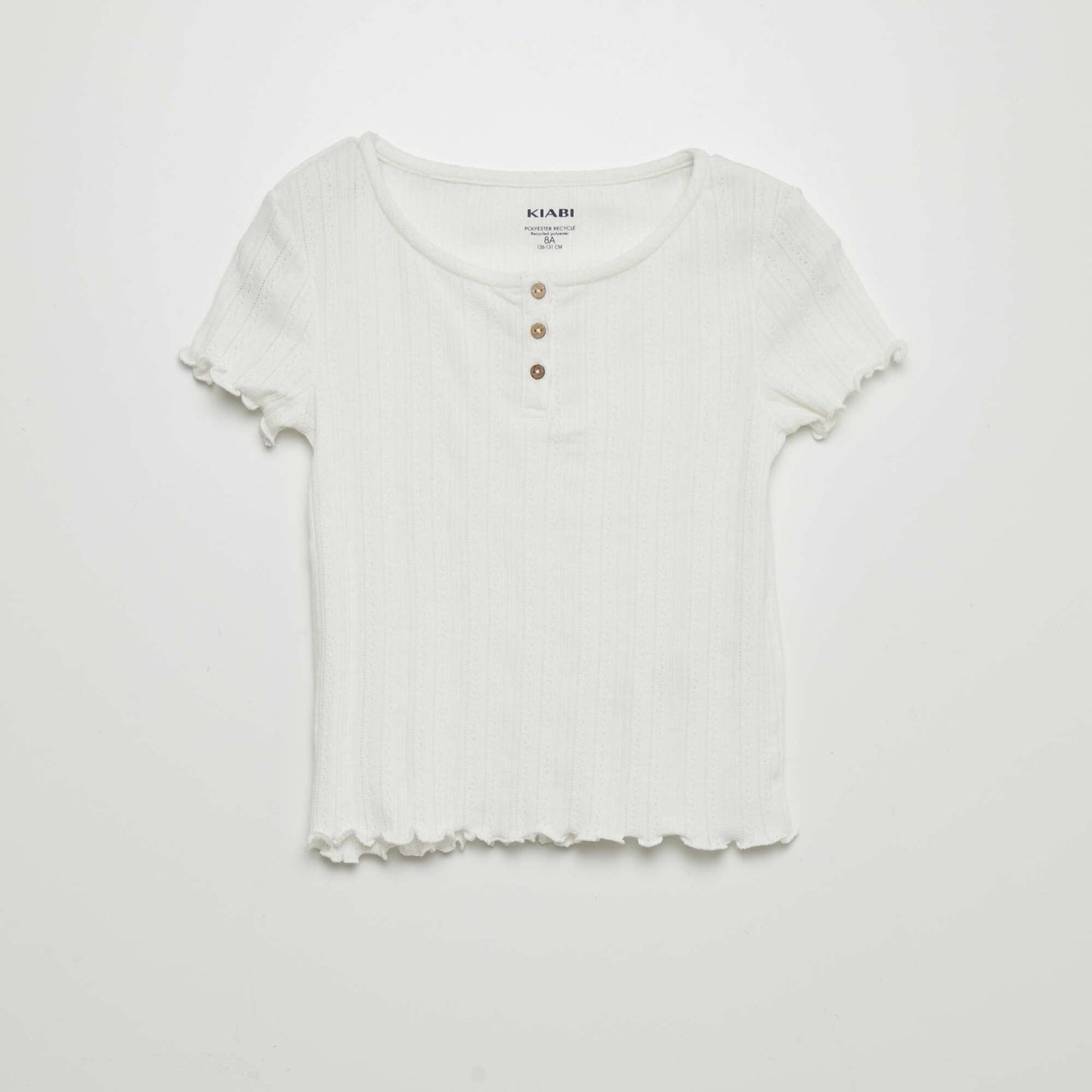 Pointelle knit T-shirt WHITE