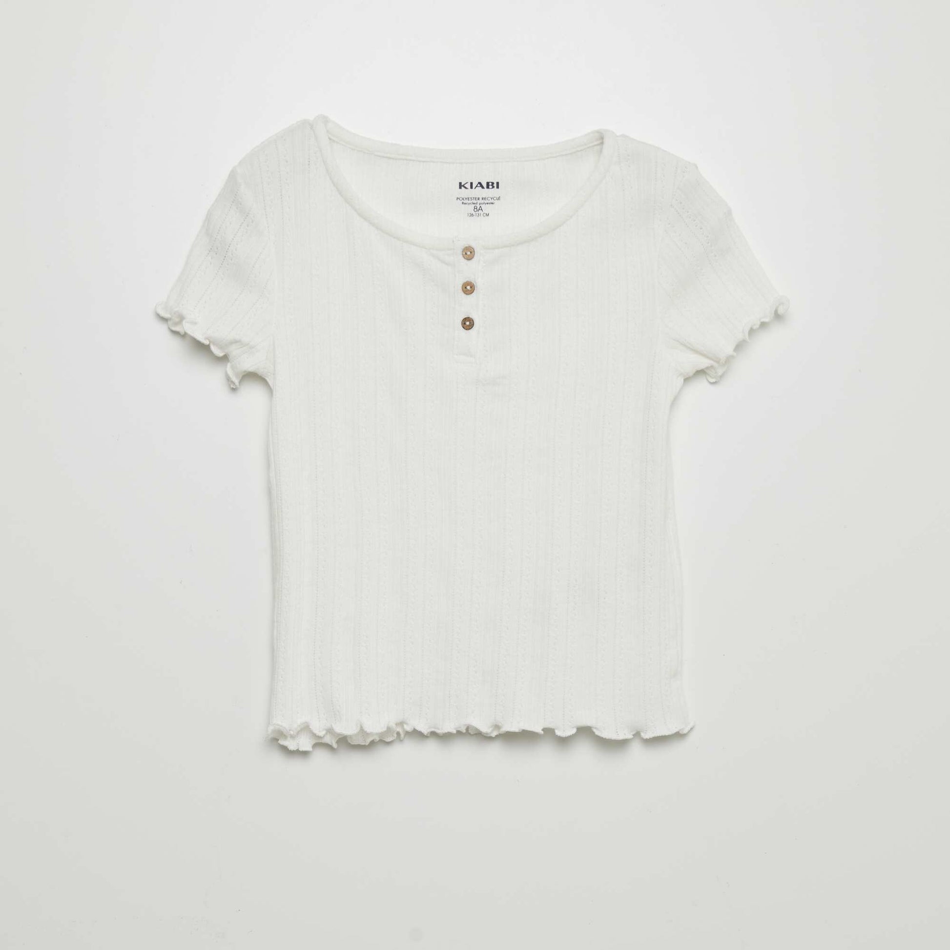 Pointelle knit T-shirt WHITE