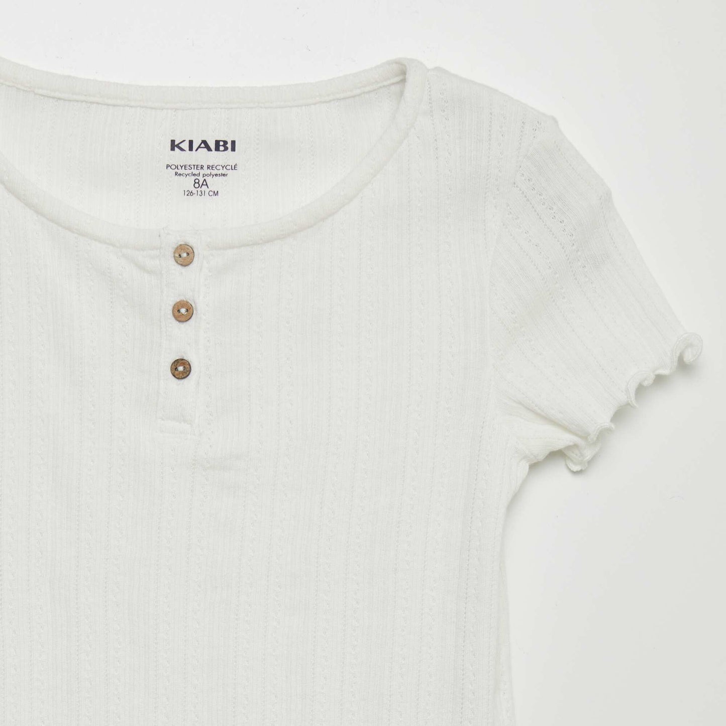 Pointelle knit T-shirt WHITE