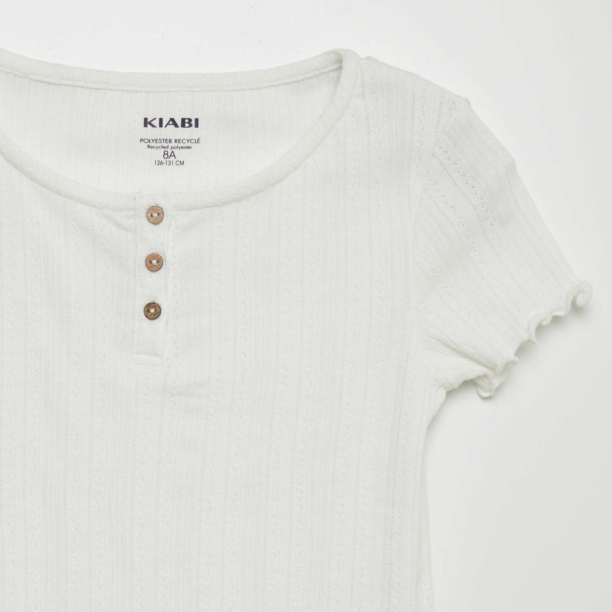 Pointelle knit T-shirt WHITE