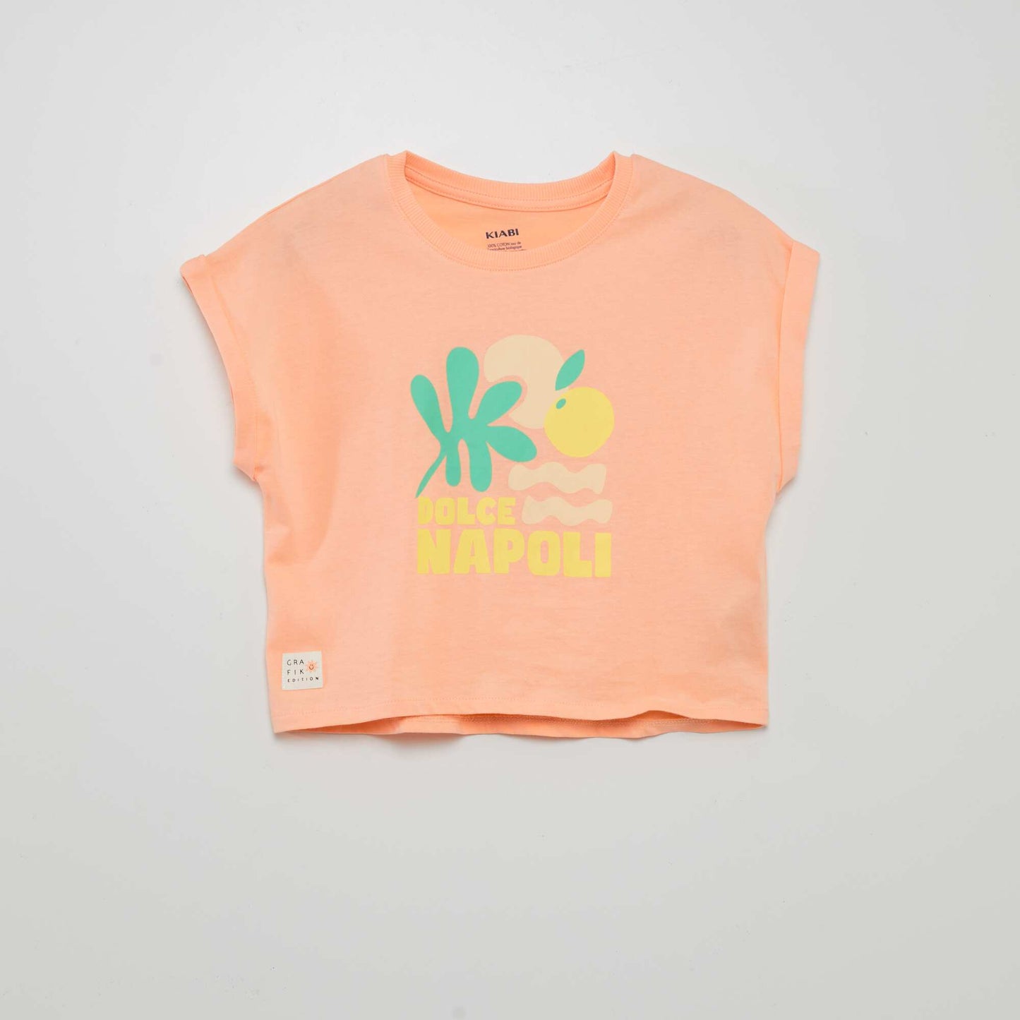Jersey T-shirt with turn-up sleeves ORANGE
