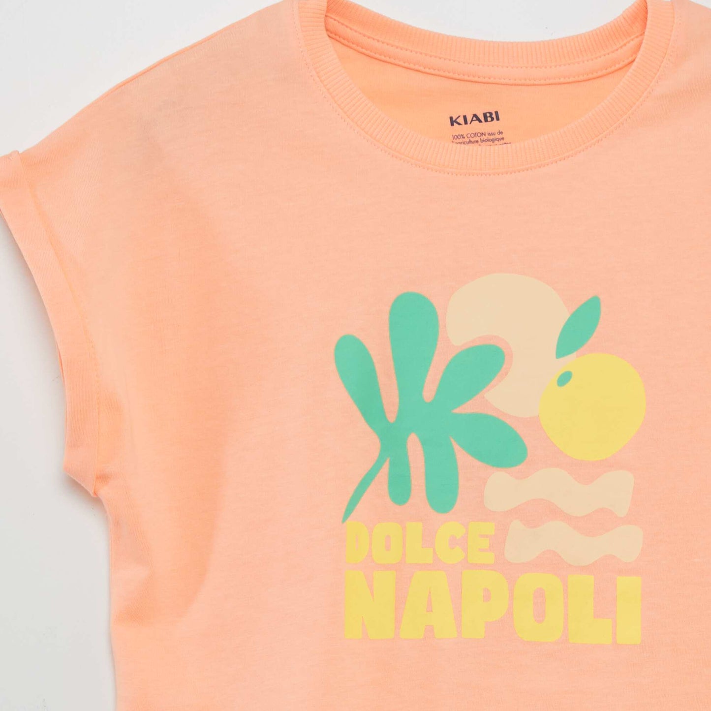 Jersey T-shirt with turn-up sleeves ORANGE