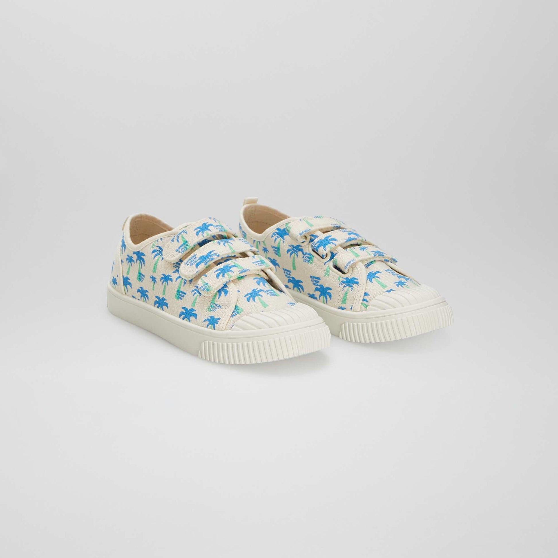 Low-top printed canvas trainers WHITE