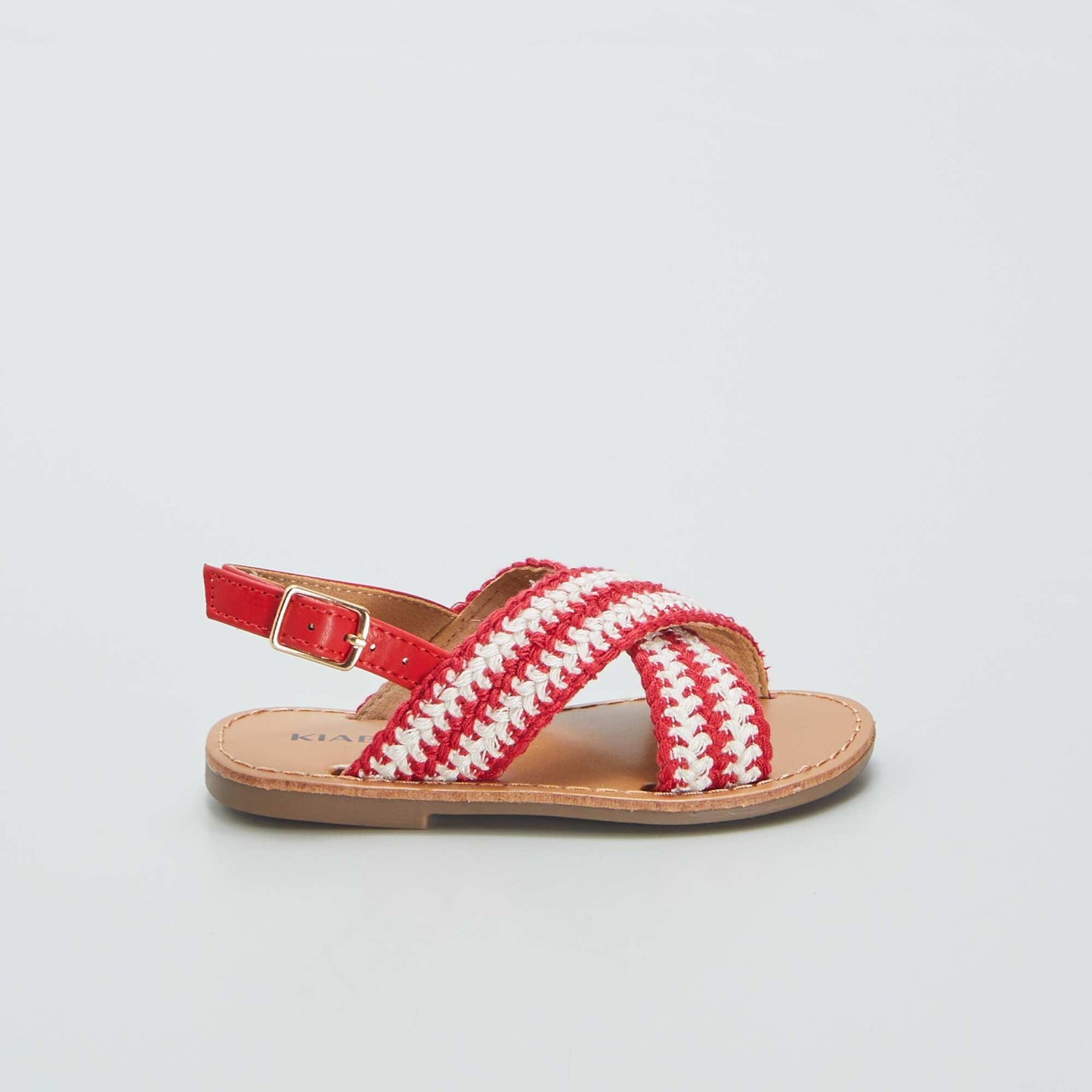 Flat sandals with cross-over straps RED