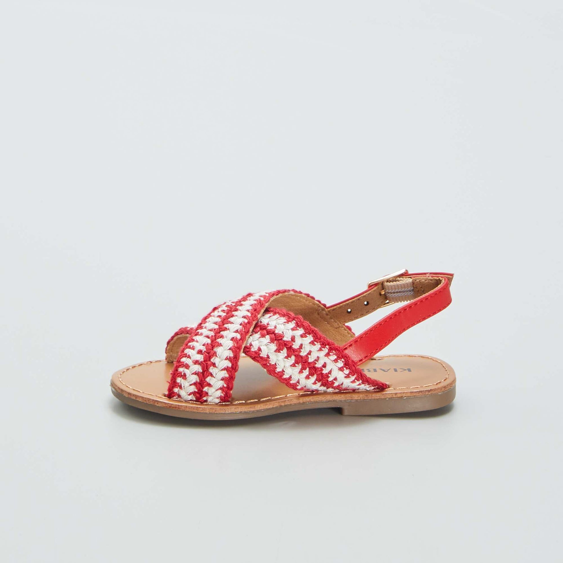 Flat sandals with cross-over straps RED
