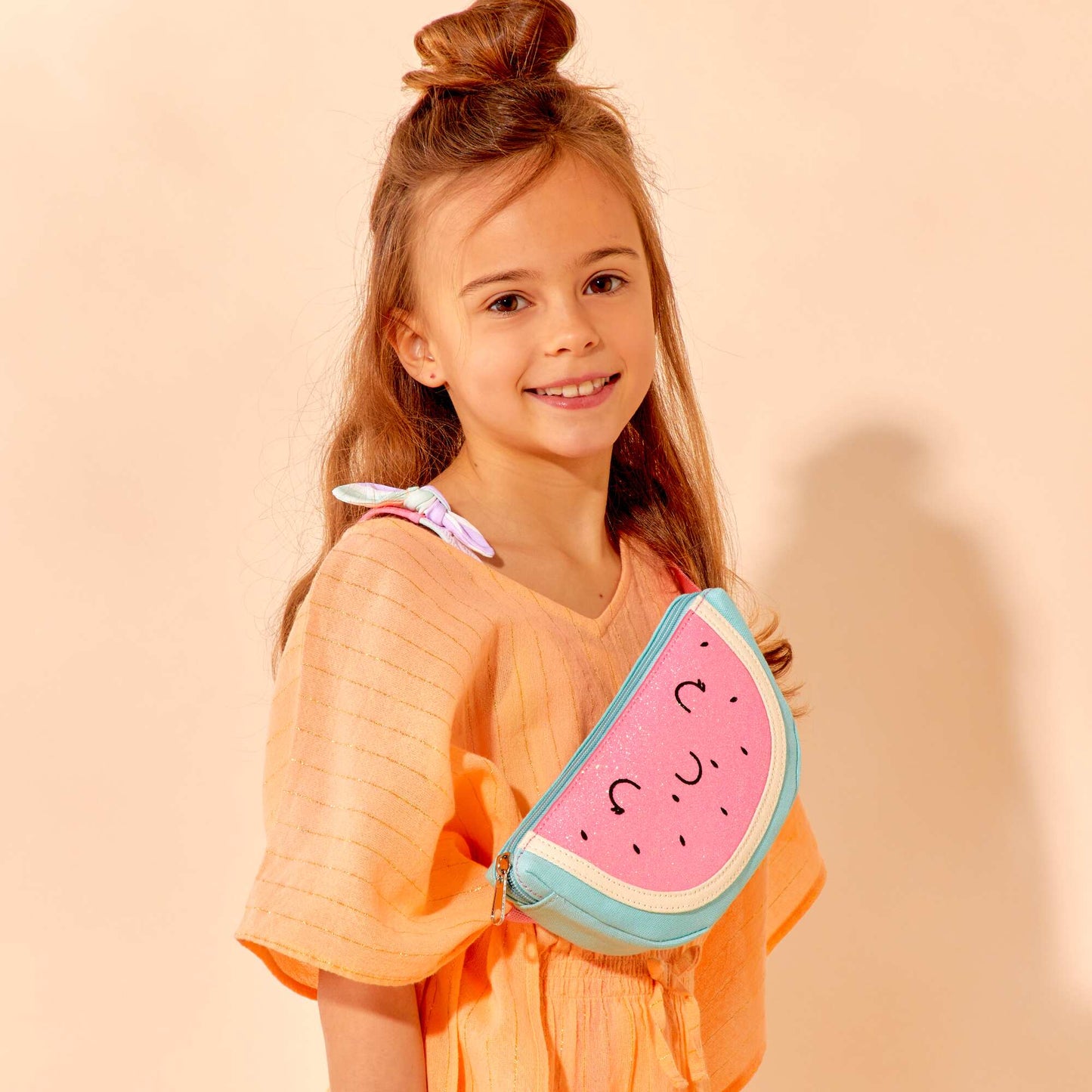 Glittery print waist bag PINK