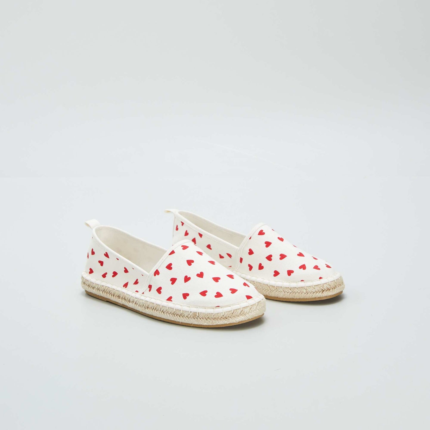 Heart print canvas espadrilles RED