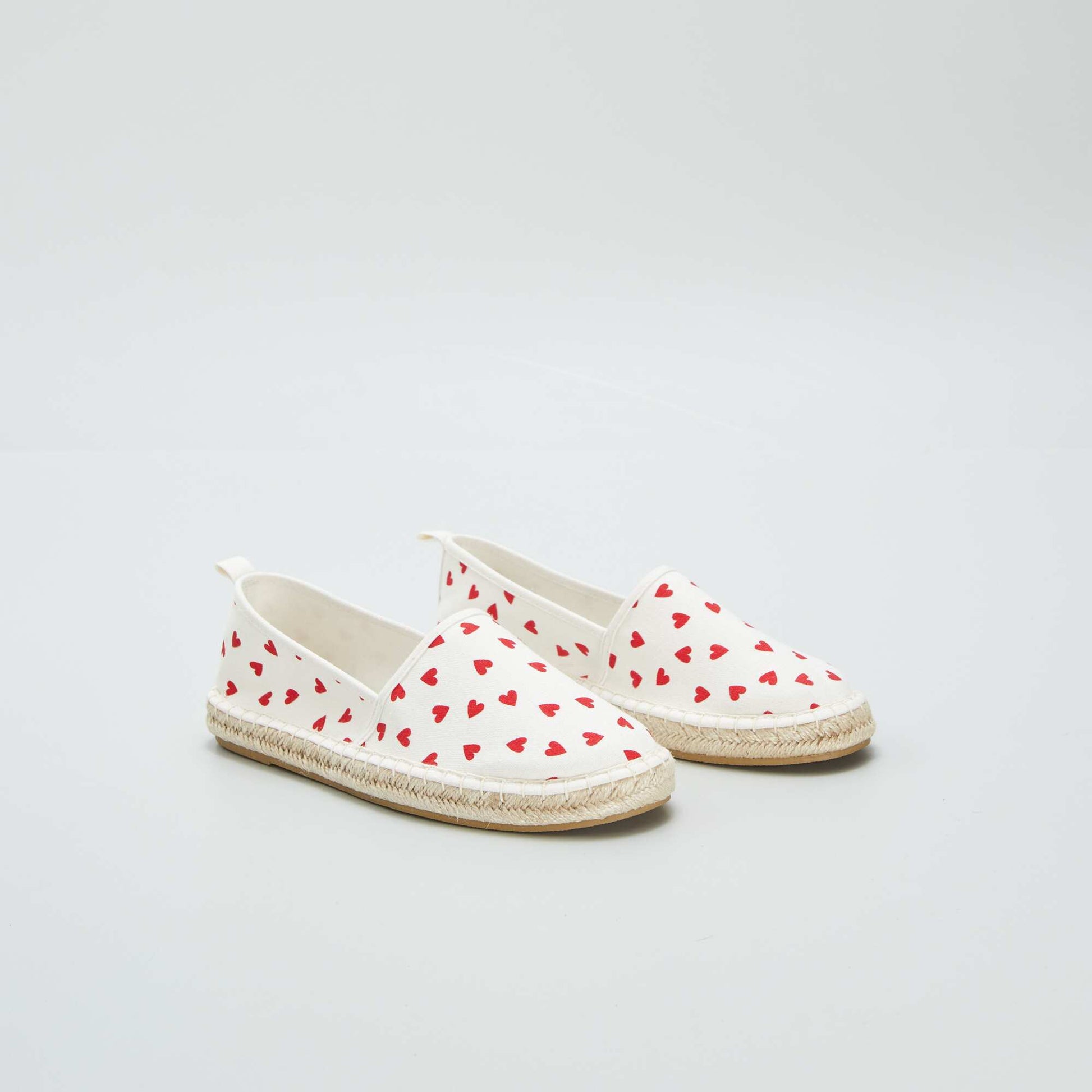 Heart print canvas espadrilles RED