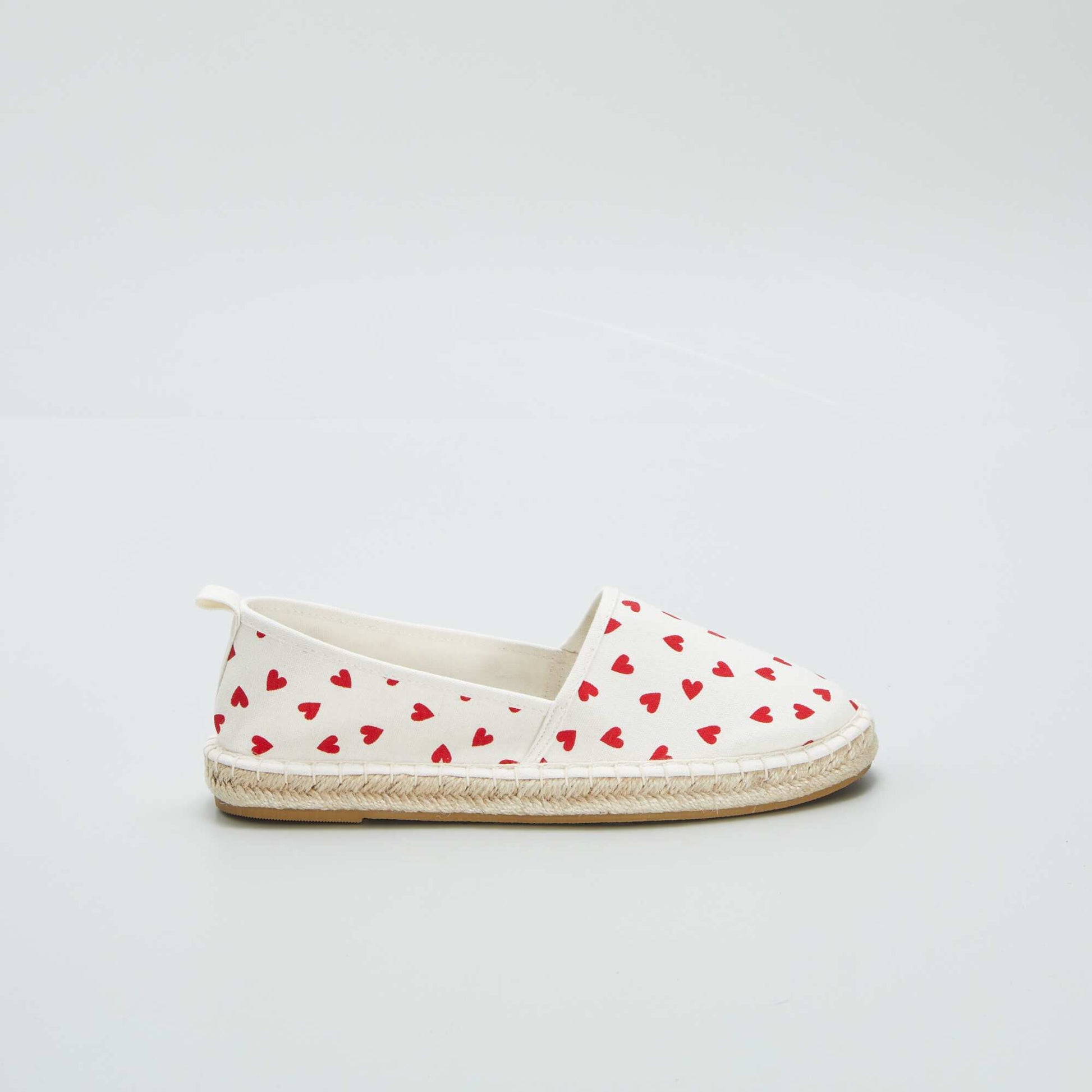 Heart print canvas espadrilles RED