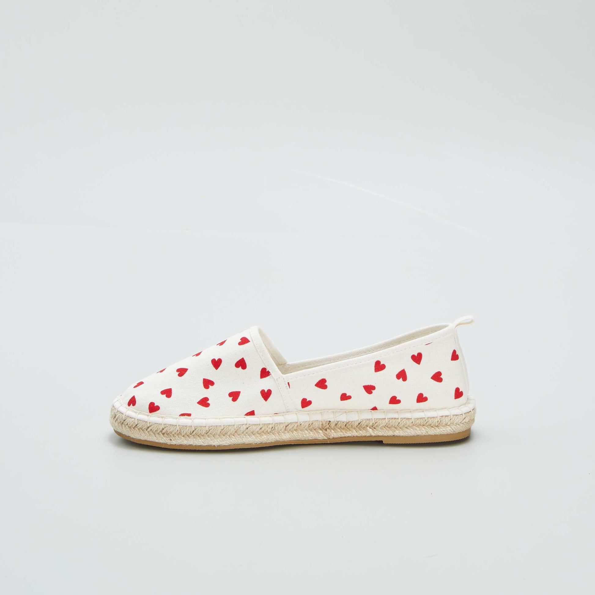 Heart print canvas espadrilles RED