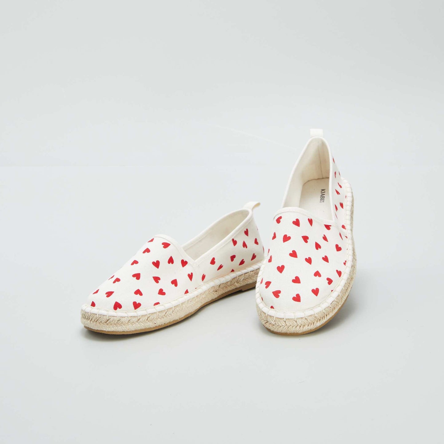 Heart print canvas espadrilles RED