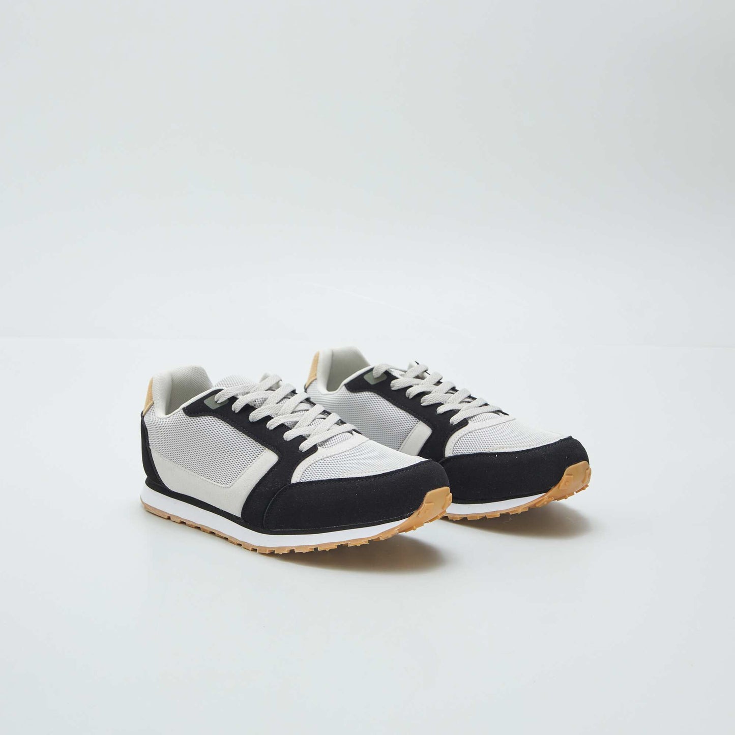 Retro three-tone running trainers BLACK