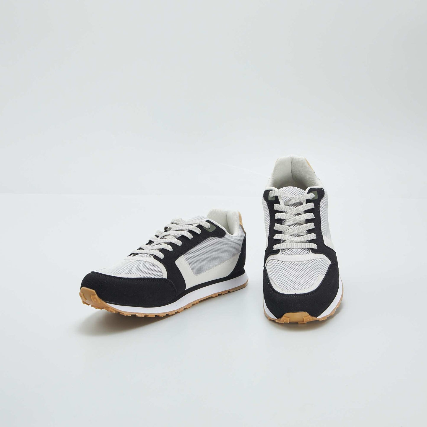 Retro three-tone running trainers BLACK