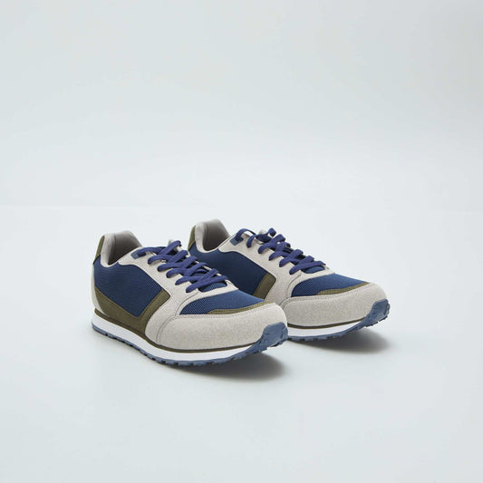 Retro three-tone running trainers KHAKI