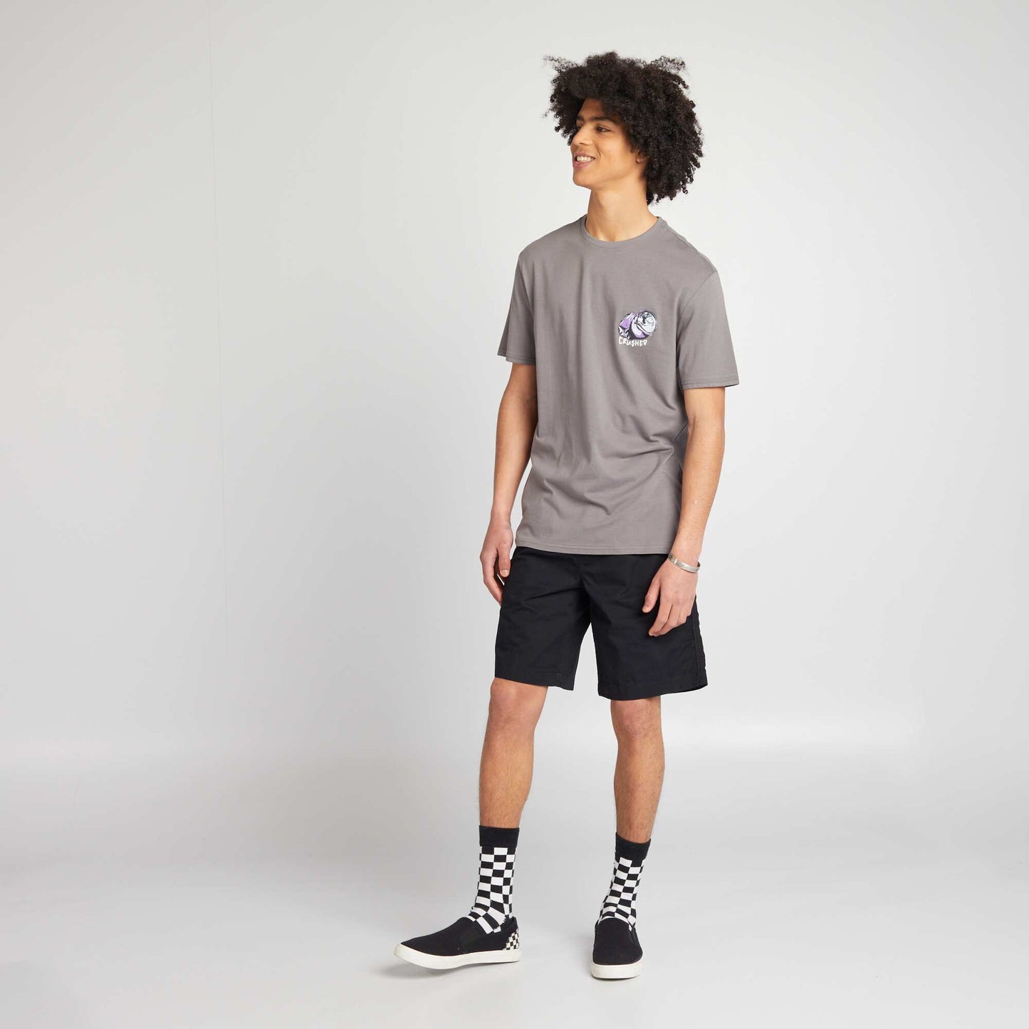 Straight-leg shorts with elasticated waist BLACK