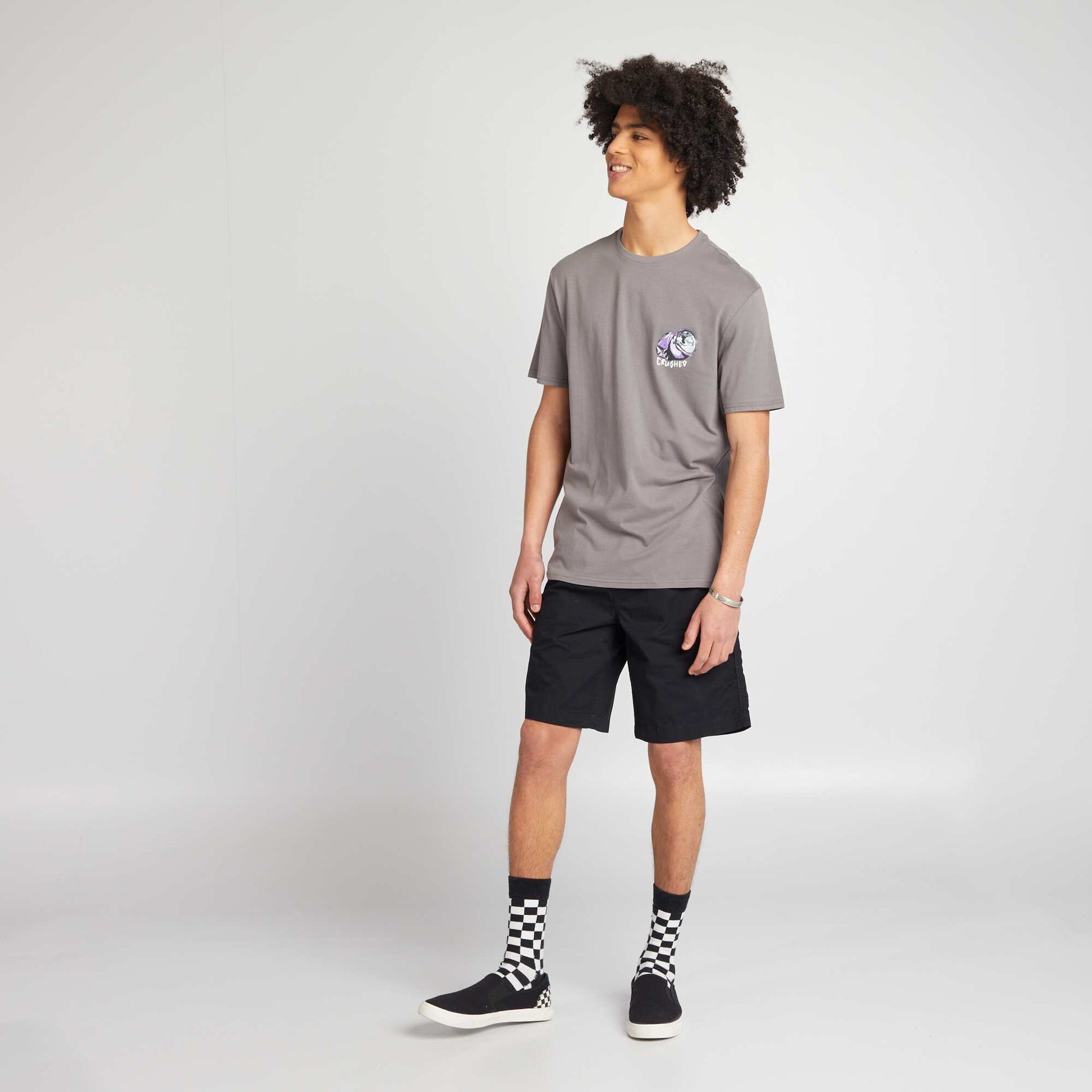 Straight-leg shorts with elasticated waist BLACK